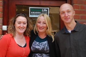 Pearson Insurance Services' staff -Left to right: Beverley Hood, Sandra Pearson and Phil Heard (familiar to regulars at Thame's First Thursday Music Club, and band member of 'As If'