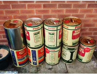 Image for illustrative purposes only. These cans of cooking oil were for sale on ebay