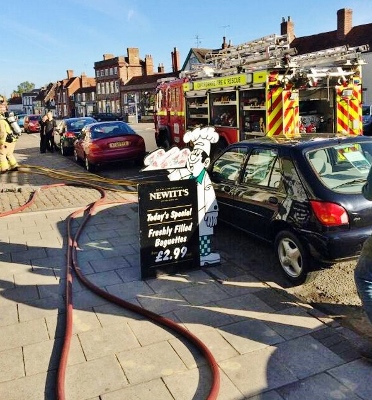 One of the fire engines in attendance at the Glynswood fire, outside Newitt's next door