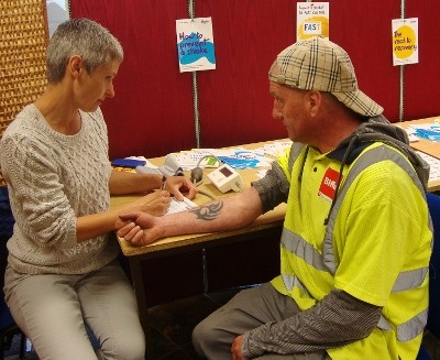 Thame's popular street cleaner, Alan Tipping, gets his free blood pressure check